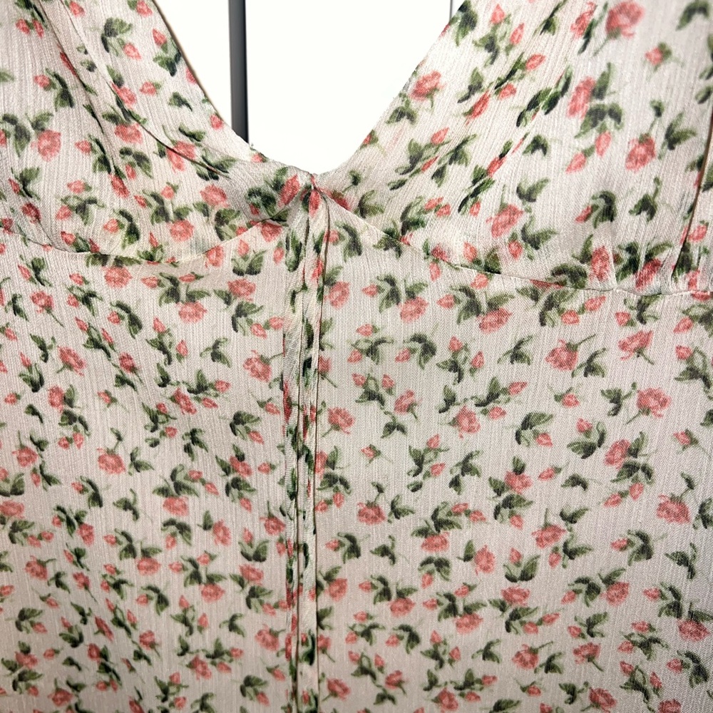 Zara Cream Floral Strap Dress - Picture 2 of 6